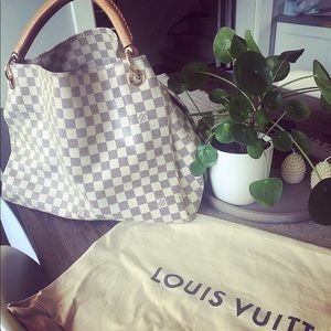 Louis Vuitton Damier Azur Shoulder Bag - Cream and Tan